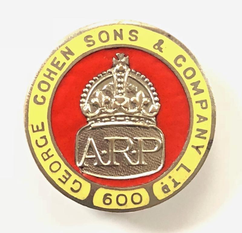 WW2 George Cohen & Co Ltd 600 Group ARP air raid precautions badge