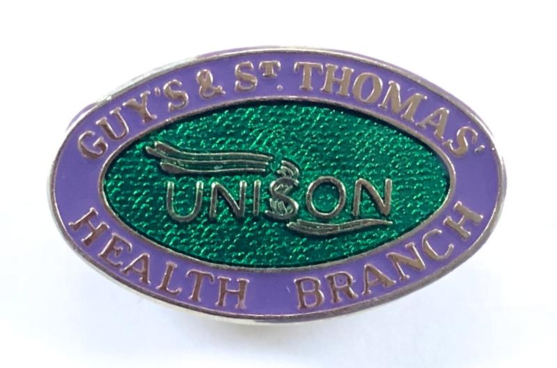 Guy's and St Thomas Hospital Unison union branch badge