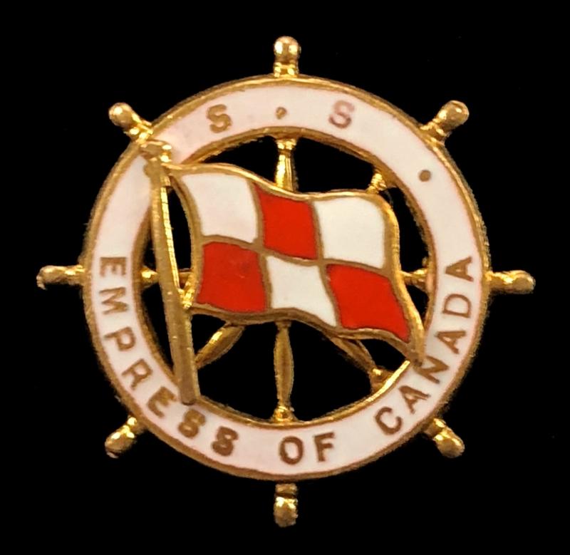 S S Empress of Canada ships wheel pin badge