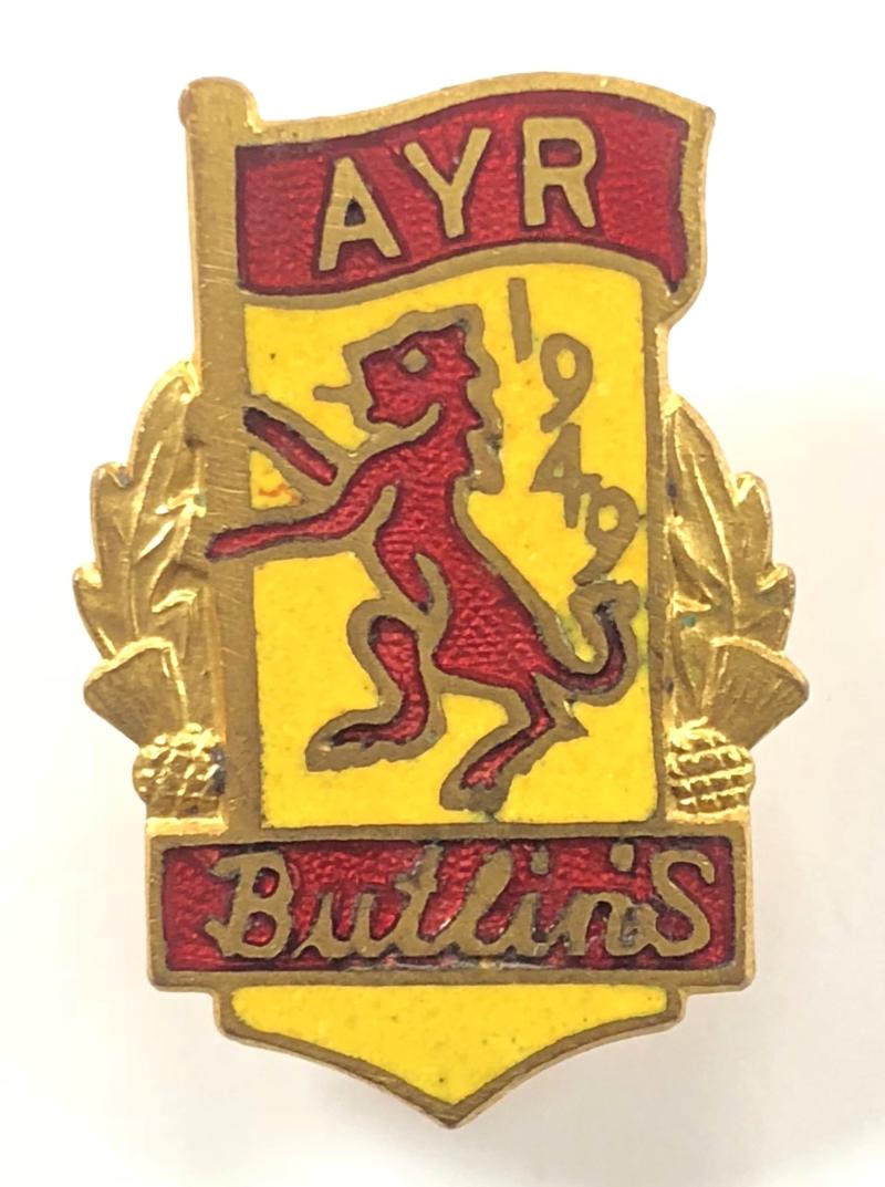 Butlins 1949 Ayr Holiday Camp Scotland lion and flag badge