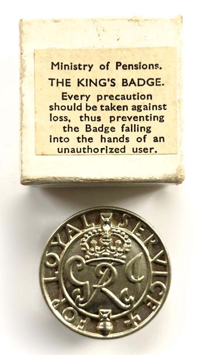 WW2 The Kings Badge Ministry of Pensions for loyal service