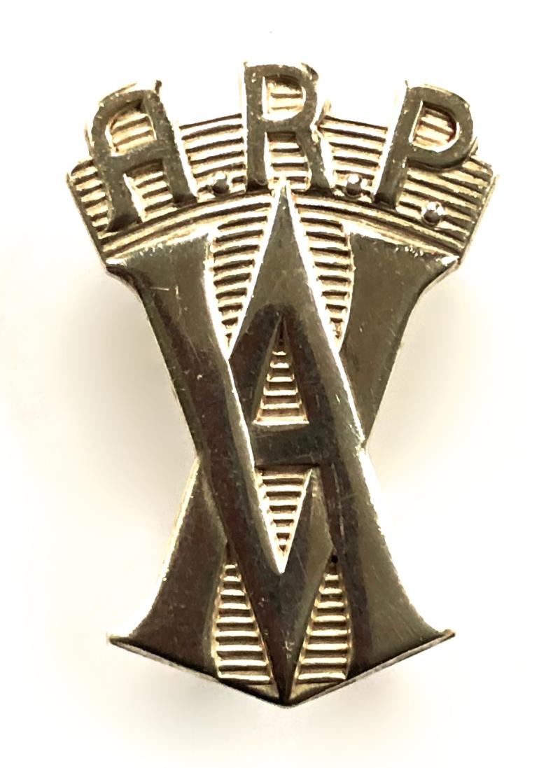 ARP Vickers-Armstrong 1938 hallmarked silver Air Raid Precautions badge