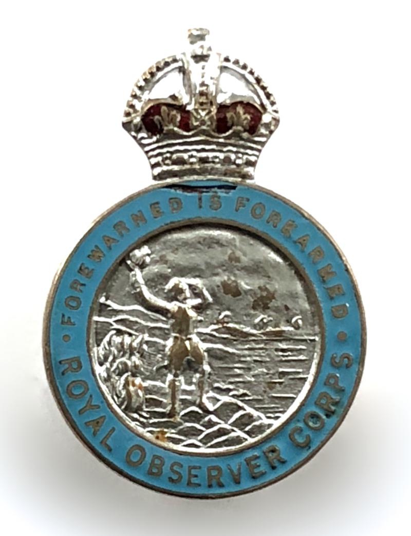 Royal Observer Corps lapel and cap badge