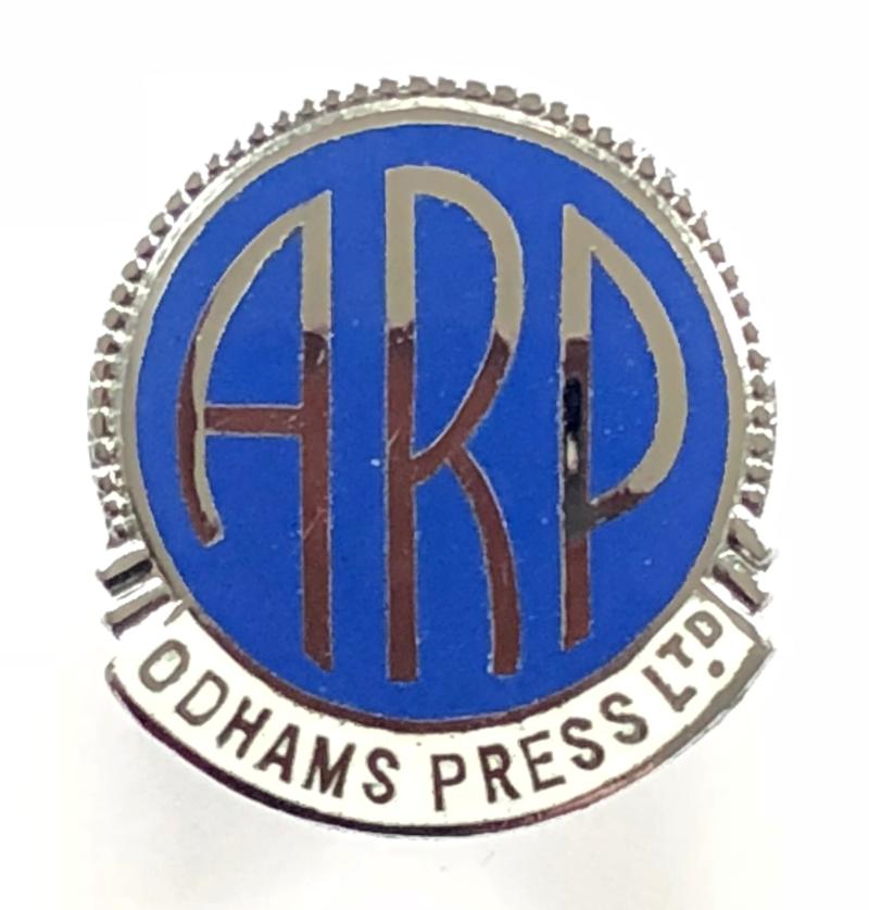 Odhams Press Ltd ARP warden air raid precautions badge