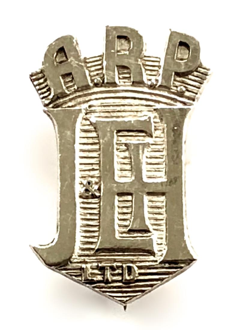 J. & E. Hall Ltd ARP Warden silver Air Raid Precautions badge Dartford Kent