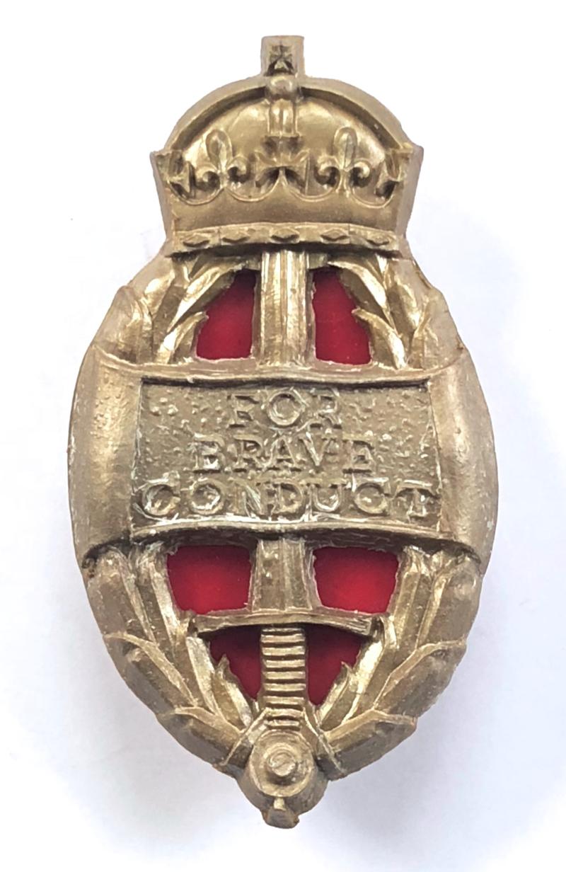 King’s Commendation for Brave Conduct plastic economy badge 1943 to 1945