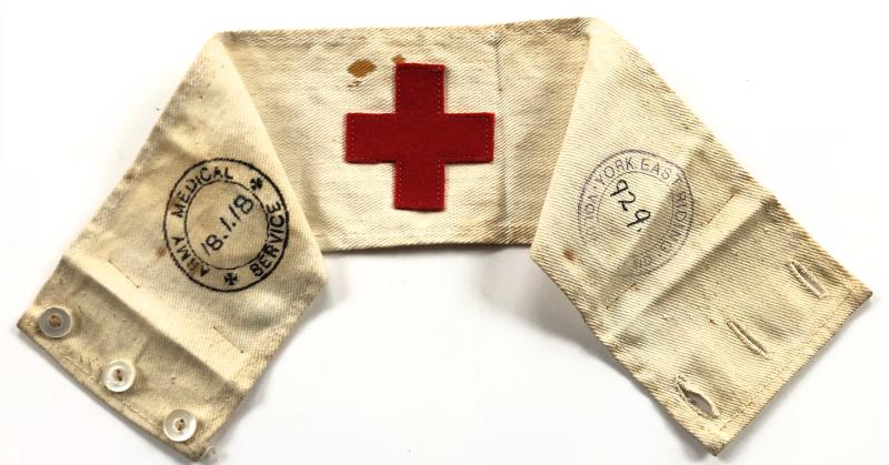 WW1 Army Medical Service 1918 York East Riding 929 voluntary aid armband