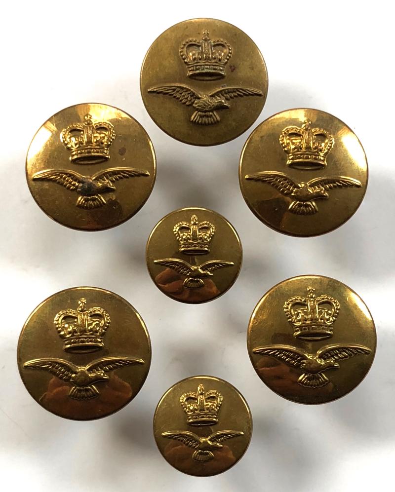 Royal Air Force EIIR brass RAF tunic buttons circa 1953
