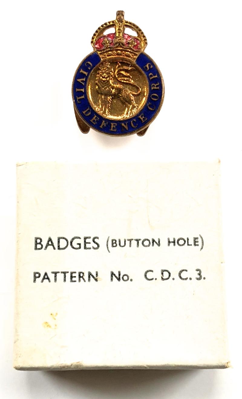 Civil Defence Corps Pattern No. C.D.C. 3 lapel badge & Box c1949 to 1953