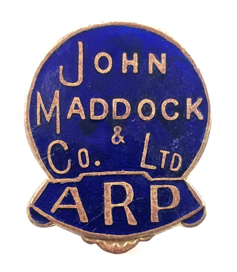 WW2 John Maddock & Co.Ltd air raid warden ARP badge