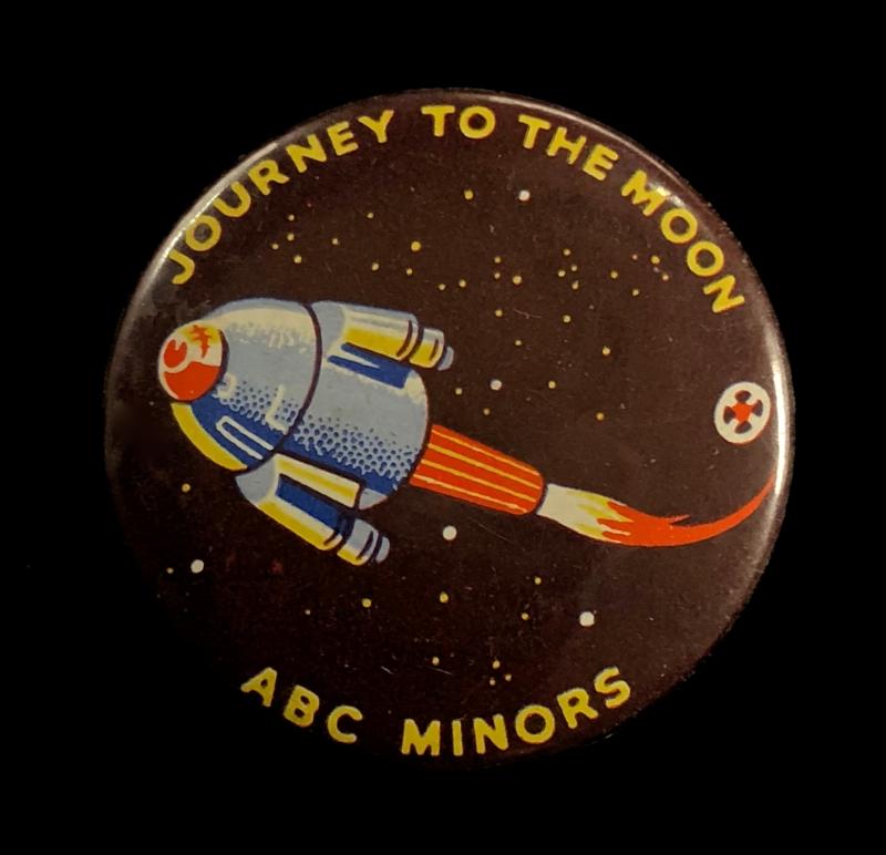 ABC Minors Saturday cinema club for children tin button promotional badge
