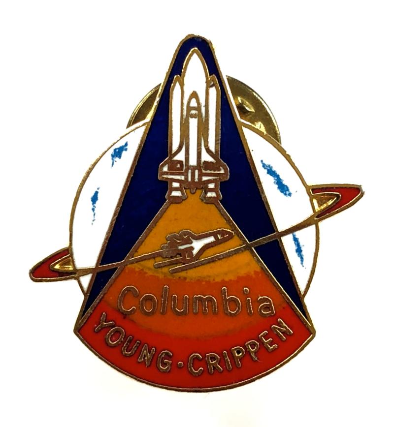 NASA STS-1 launch Space Shuttle Columbia Young & Crippen pin badge
