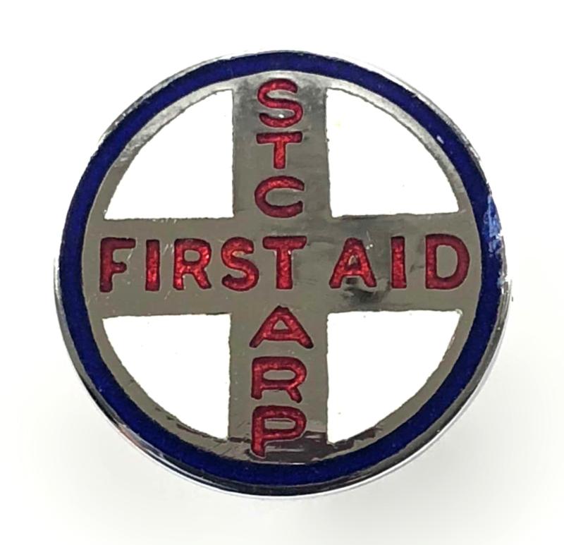 WW2 Air Raid Precautions STC ARP FIRST AID home front badge