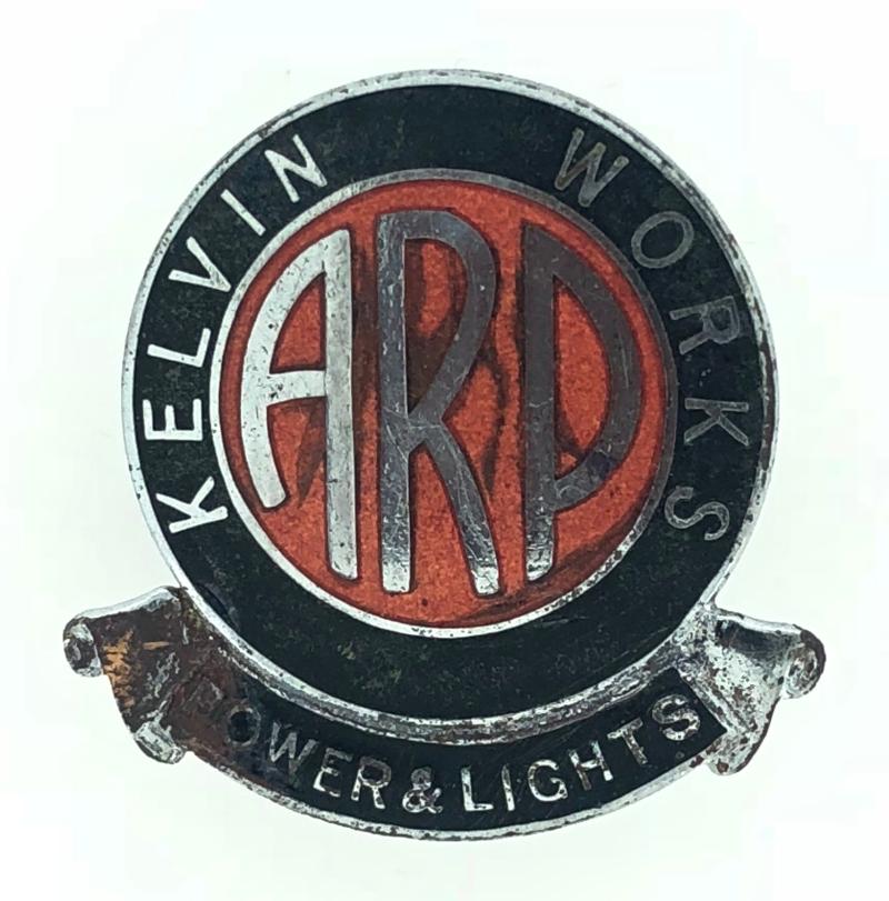 WW2 Kelvin Works Power & Lights ARP air raid precautions badge Issue No.1