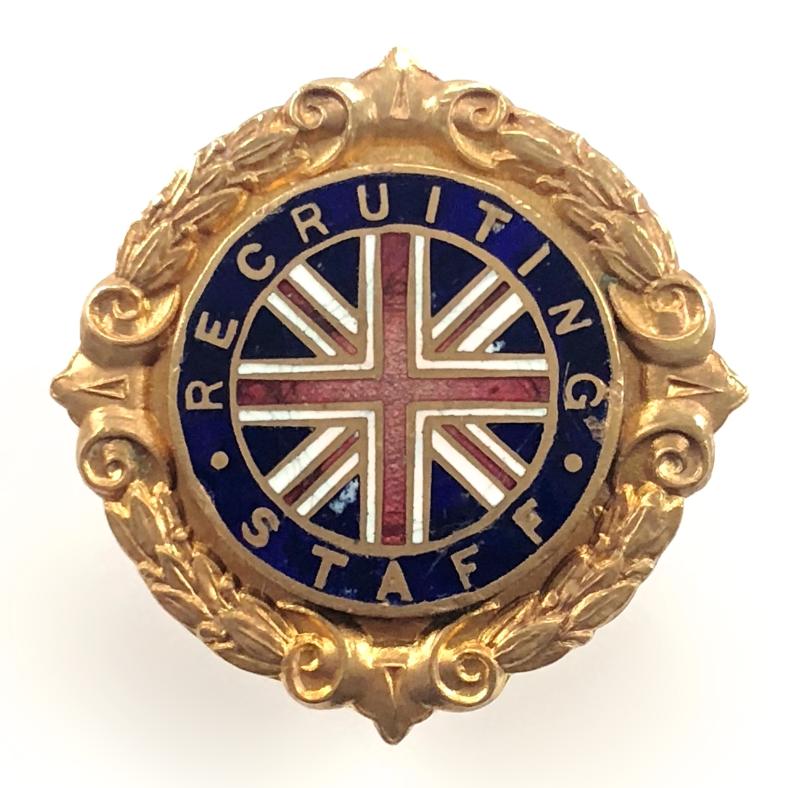 WW1 Recruiting Staff  Union Jack Flag badge