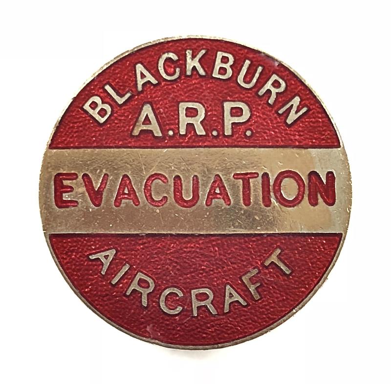 WW2 Blackburn Aircraft ARP Evacuation air raid precautions pin badge