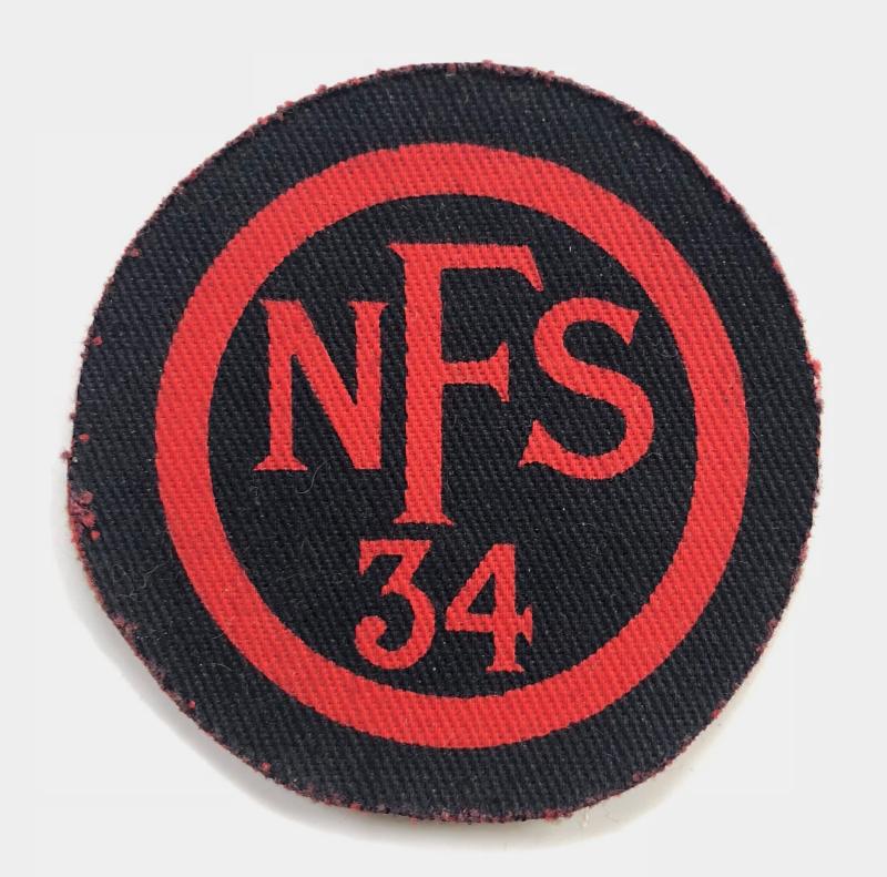 National Fire Service NFS 34 LONDON Fire Force Area printed cloth badge