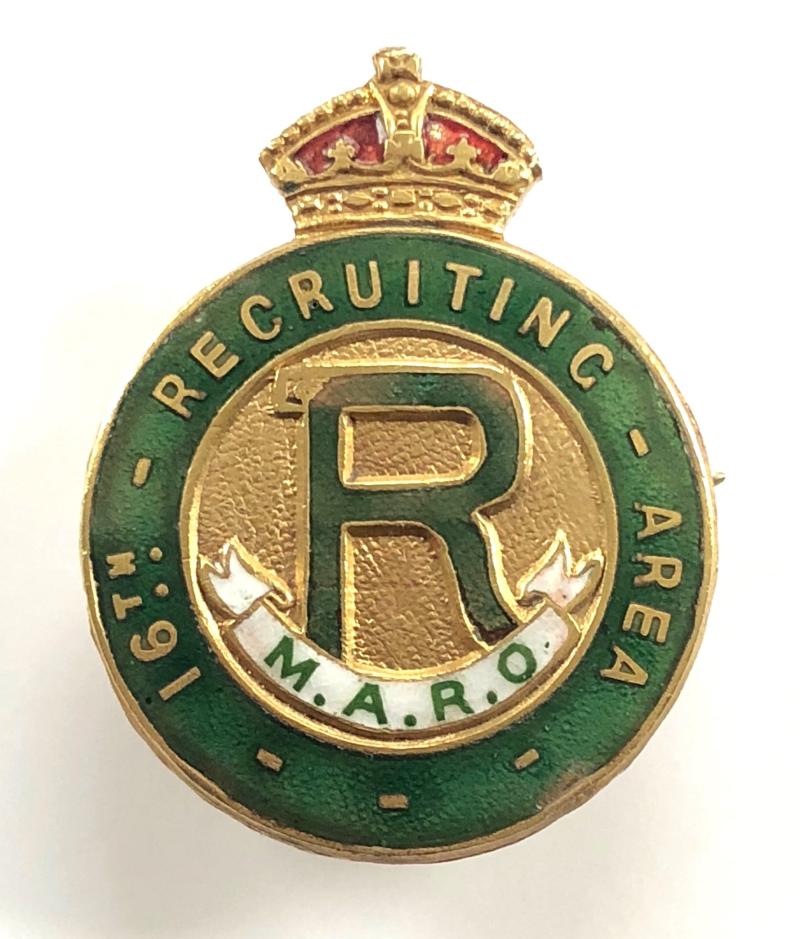 WW1 16th Recruiting Area badge Bedford Hertford Huntingdon
