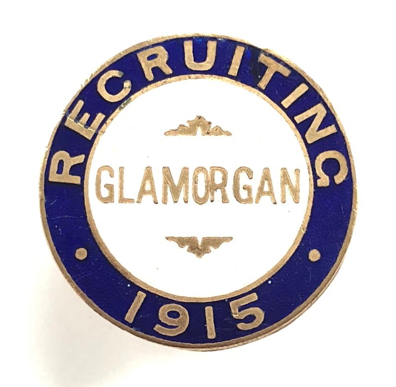 1915 Recruiting Staff Glamorgan Area badge headquarters Cardiff Wales