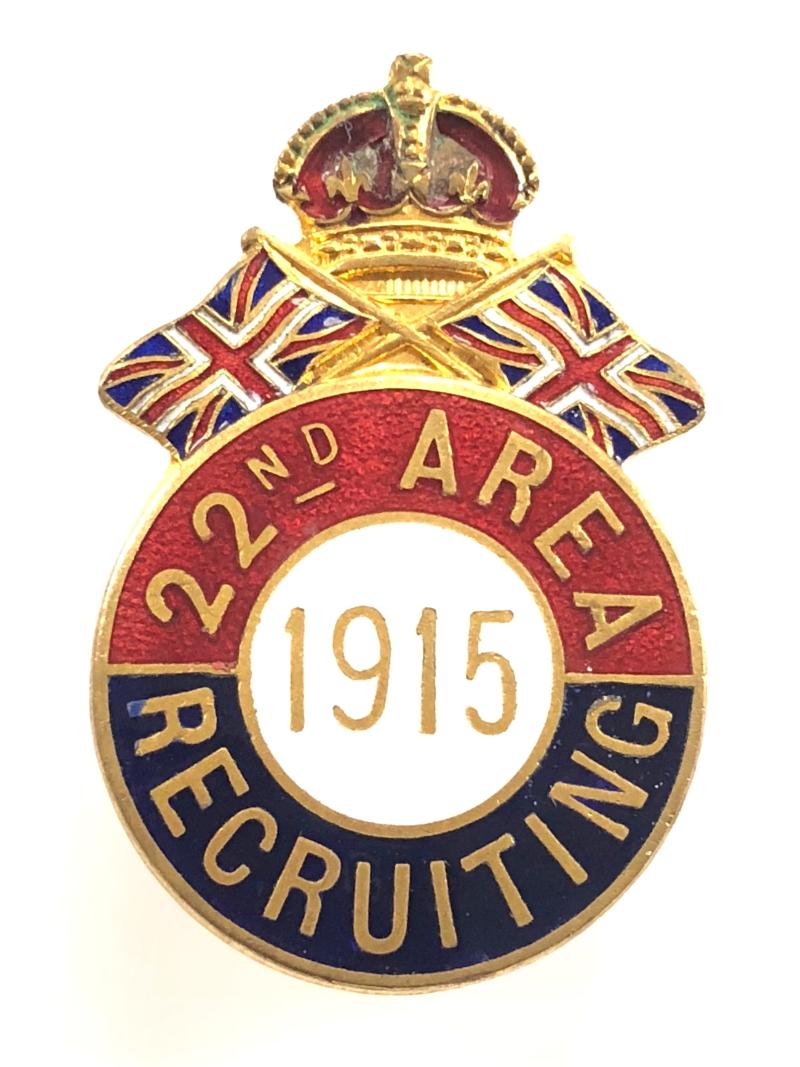 WW1 22nd Area Recruiting Staff badge Cheshire