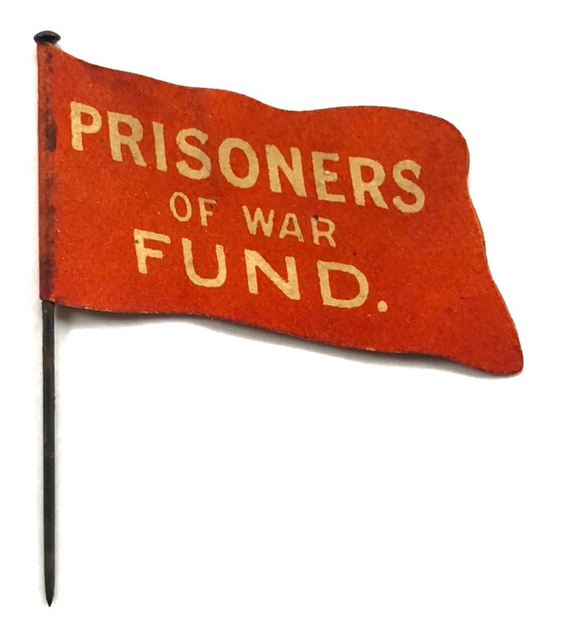 WW1 PRISONERS of War POW fundraising paper flag badge