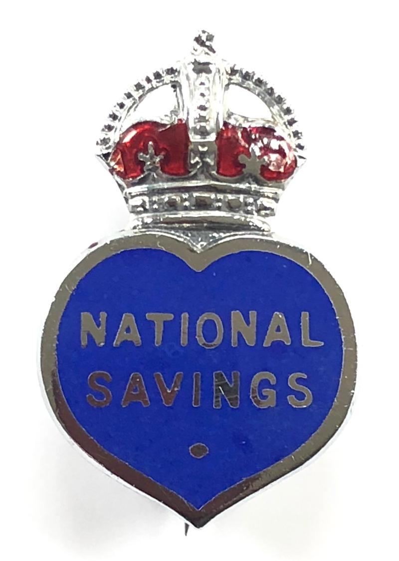 WW2 National Savings Movement heart shape pin badge