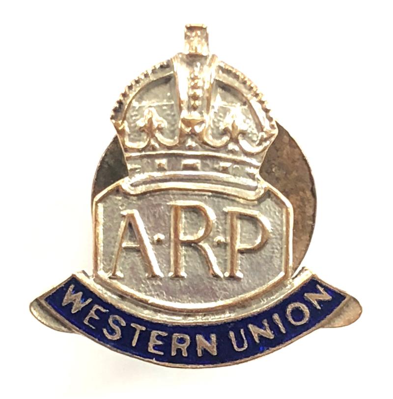 WW2 Western Union air raid precautions ARP badge Telegram & Telegraph Company