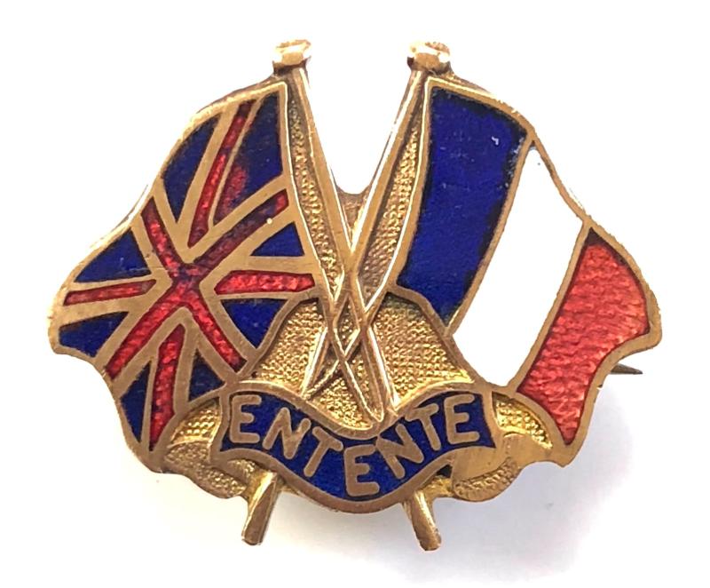 WW1 ENTENTE Britain France Flags United We Stand pin badge