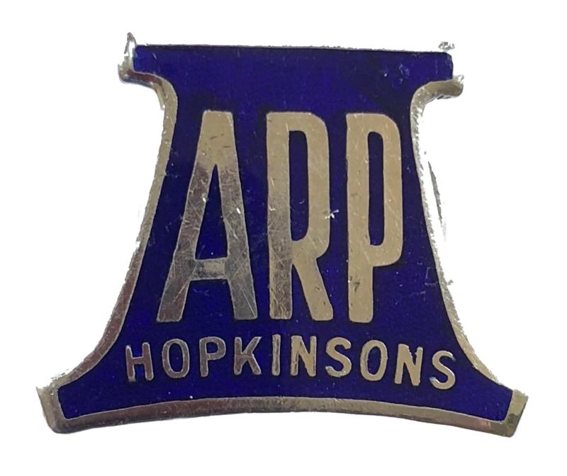 WW2 Hopkinsons Ltd ARP air raid precautions badge Engineering