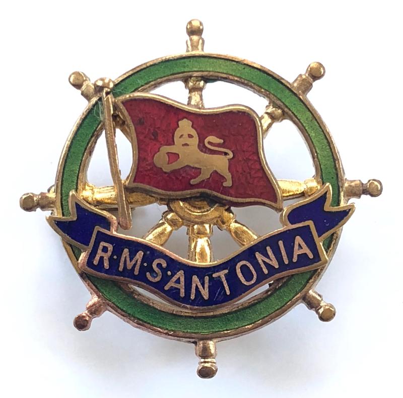 R.M.S. Antonia Cunard shipping line ships wheel pin badge