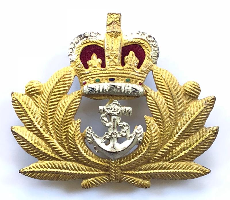 EIIR Royal Navy Officers silver plate and gilt beret badge