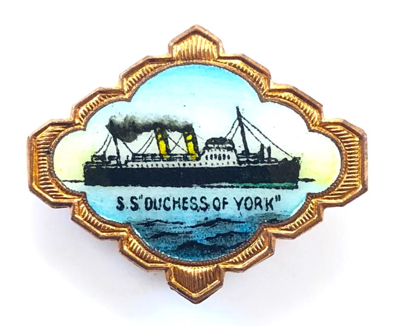 SS Duchess of York gilt and enamel picture brooch