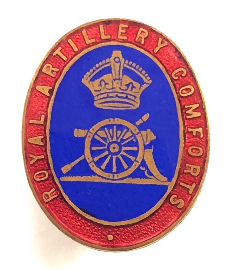 WW2 Royal Artillery Comforts home front pin badge
