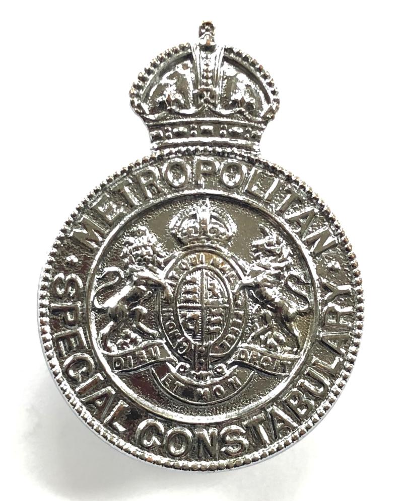 Metropolitan Special Constabulary police chromium plated cap badge Firmin London