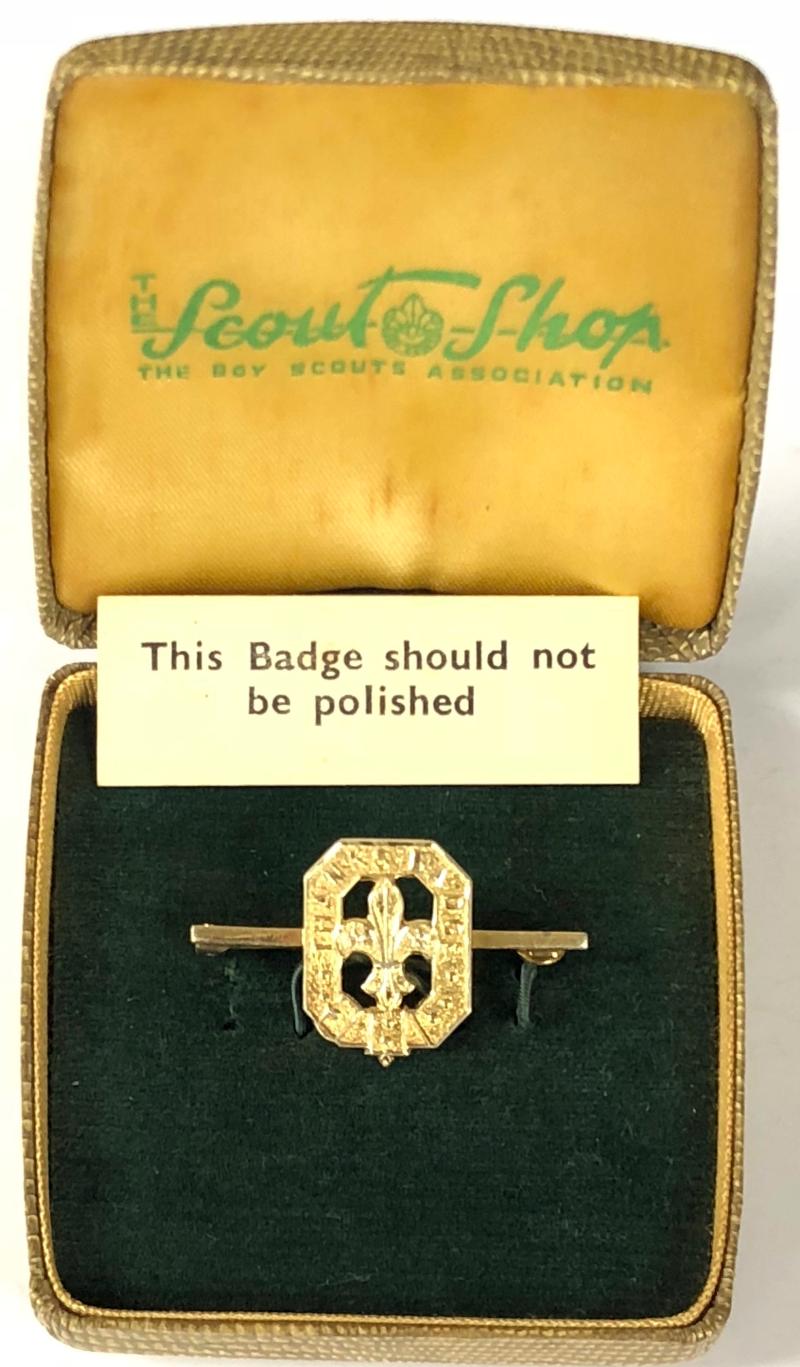 Boy Scouts Thanks Badge 1966 silver gilt tiepin with presentation case