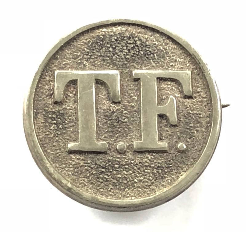 1908 to 1921 Territorial Force Nursing Service T.F. pin badge