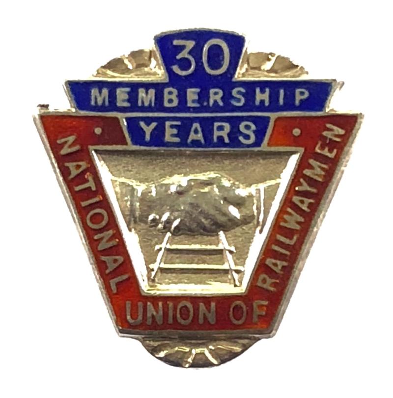 National Union of Railwaymen NUR 30 year membership silver badge 1950