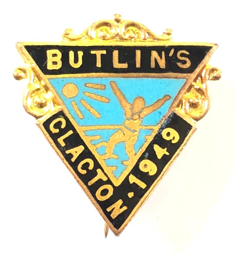 Butlins 1949 Clacton holiday camp girl on the beach badge