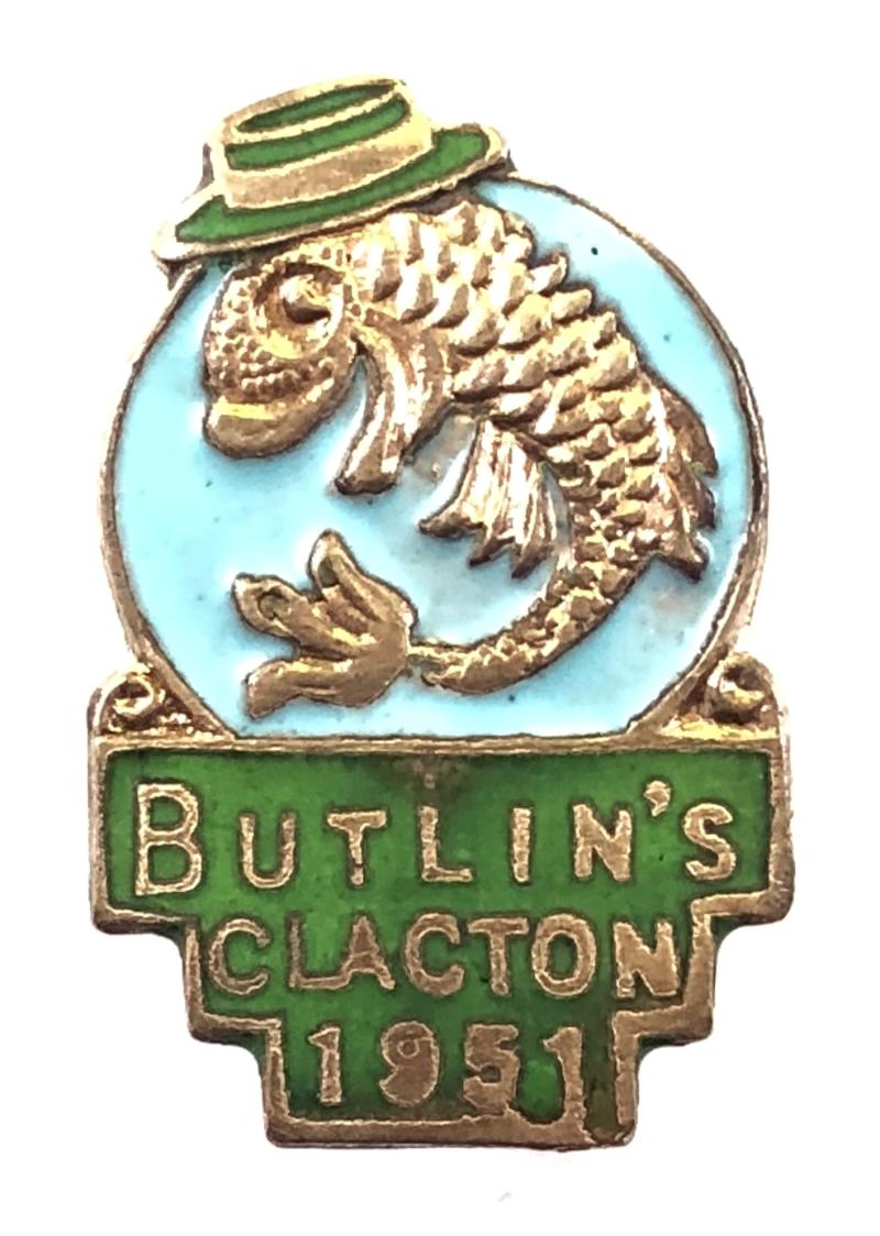 Butlins 1951 Clacton holiday camp leaping fish badge