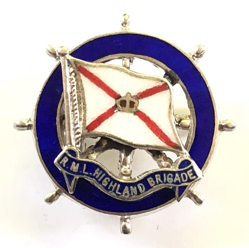 R.M.L.Highland Brigade silver ships wheel pin badge