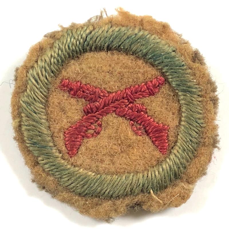 Boy Scouts Marksman proficiency khaki felt cloth badge circa 1909 pattern