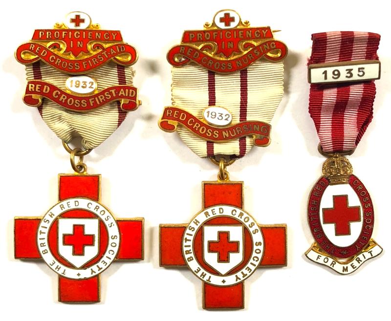 British Red Cross Society group of three proficiency medals N.H.BLAIR c1930's
