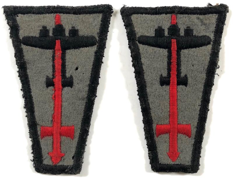 WW2 1st Anti Aircraft Division pair of felt cloth formation sleeve badges
