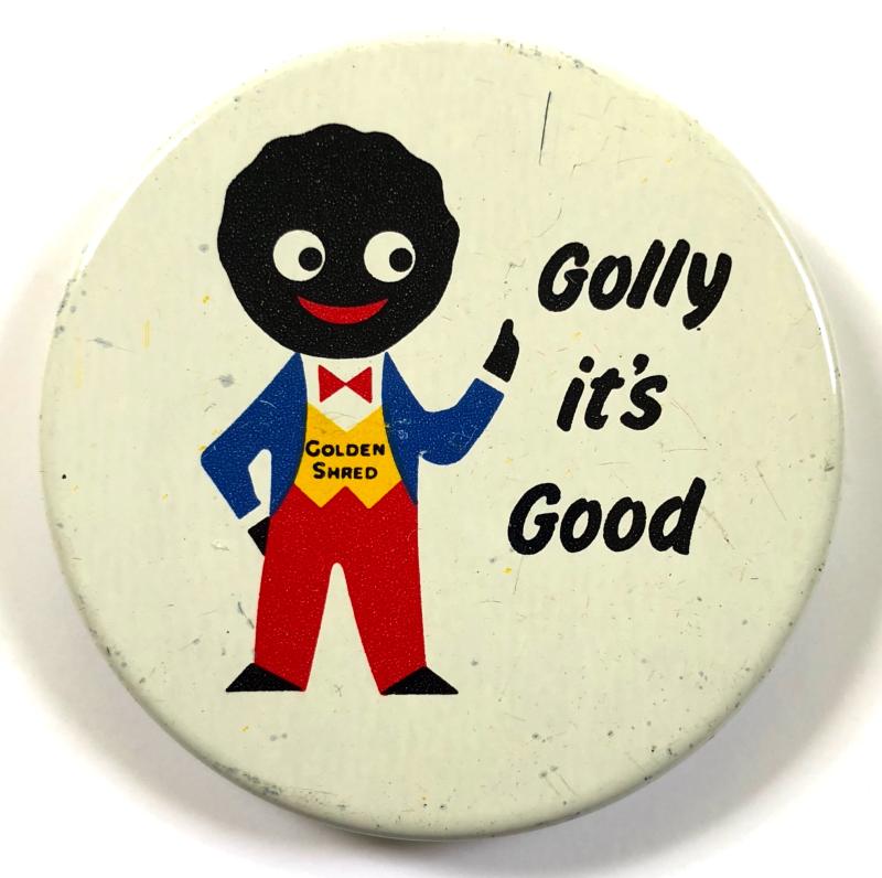 Robinsons Golly its Good tin button advertising badge