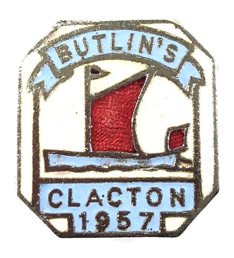 Butlins 1957 Clacton holiday camp sailing boat badge