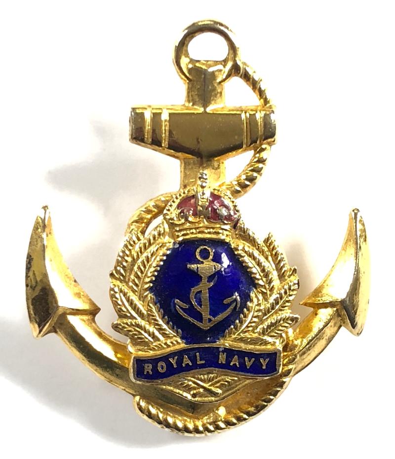 WW2 Royal Navy anchor gilt & enamel sweetheart brooch