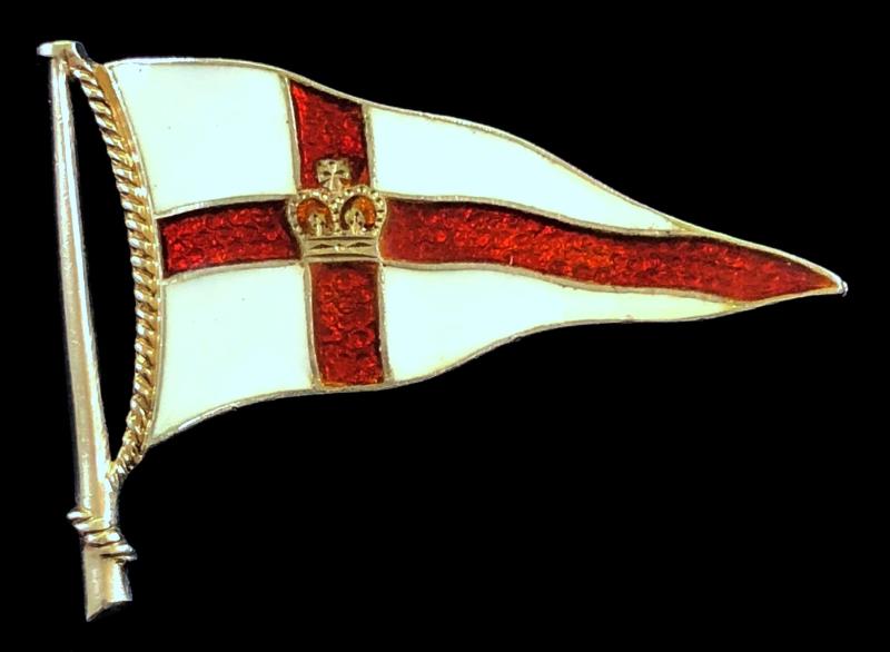 Royal Yacht Squadron Club silver ripple pennant enamel flag brooch