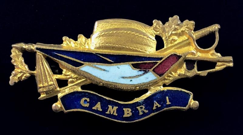 WW1 Battle of Cambrai French Flag & Sword pin badge
