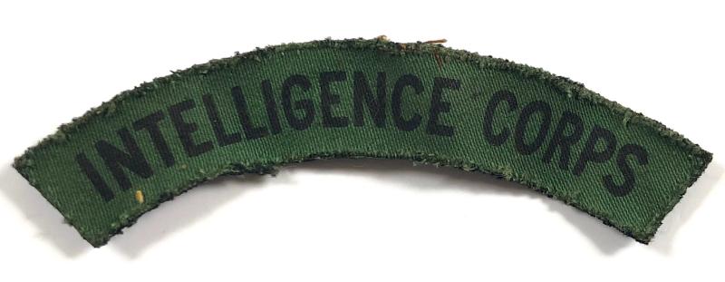 WW2 Intelligence Corps printed cloth shoulder title badge