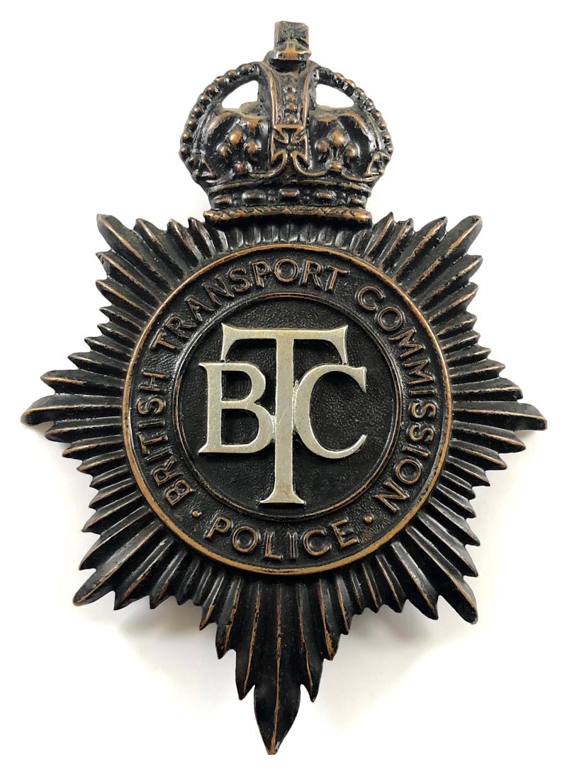 British Transport Commission Police BTC railway helmet plate c1949 to 1952